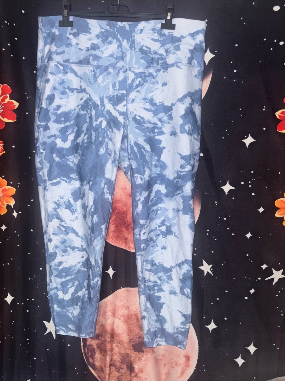 Printed Blue Tie-Dye Leggings RBX
